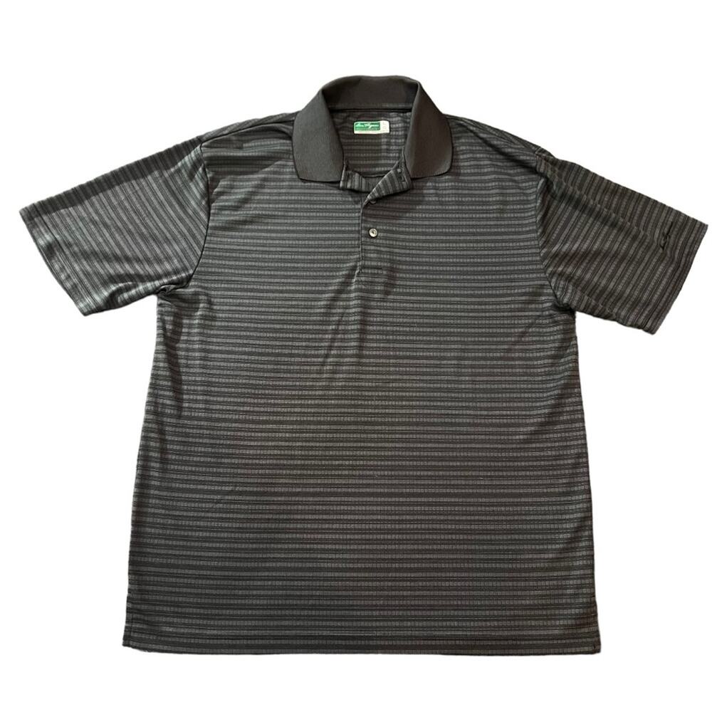 Ben Hogan Performance Polo Shirt Men's Size Large Gray Black Striped Golf - Picture 2 of 4